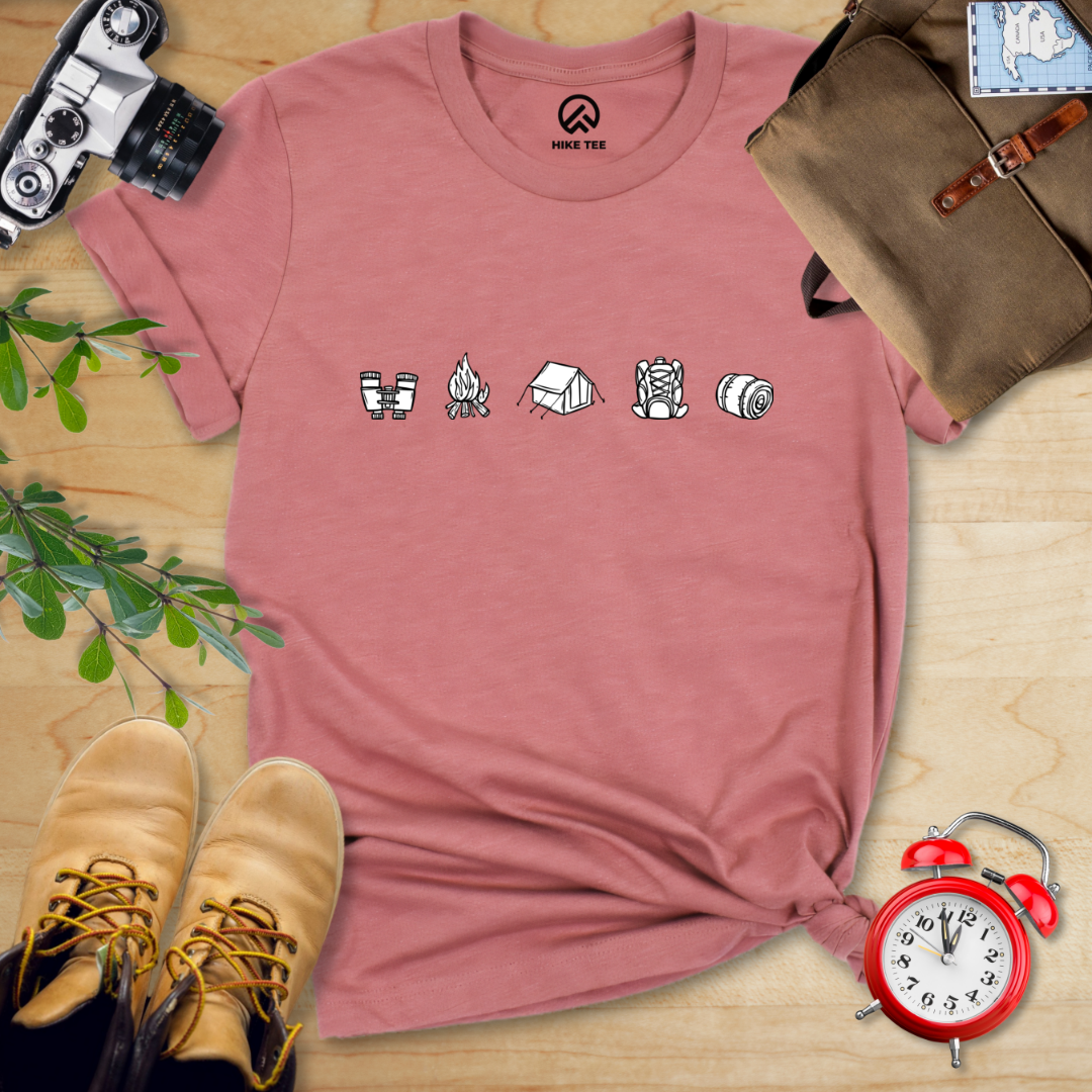 Minimalistic Drawing Camping Shirt