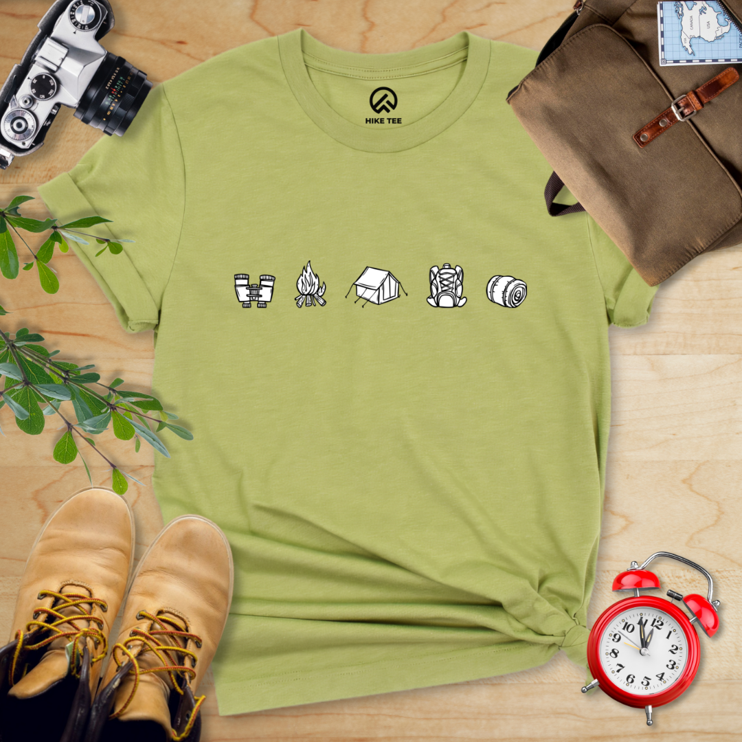 Minimalistic Drawing Camping Shirt