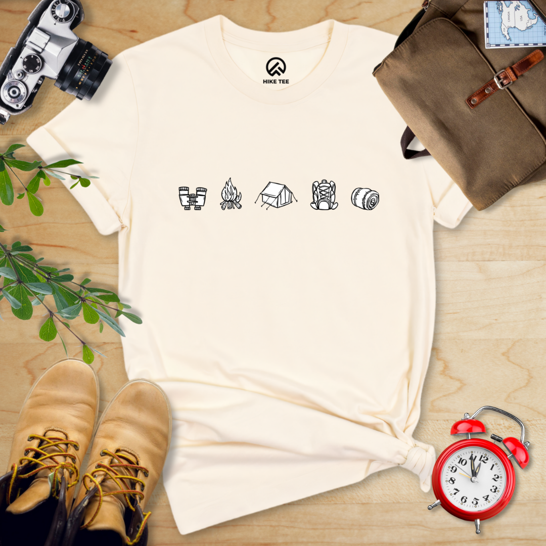 Minimalistic Drawing Camping Shirt