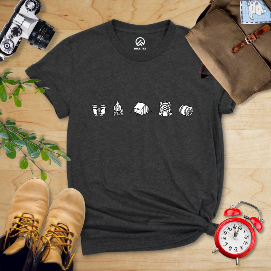 Minimalistic Drawing Camping Shirt