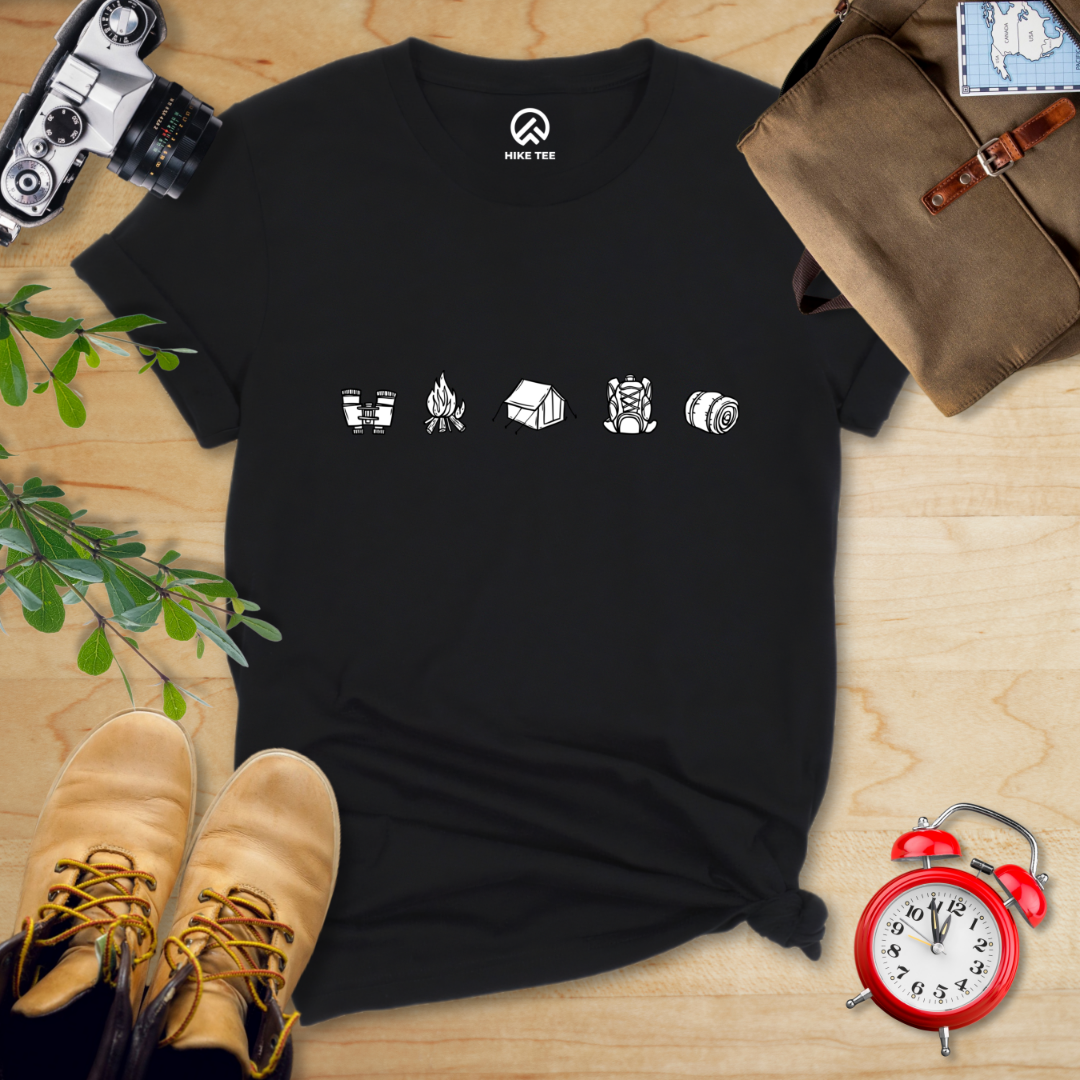 Minimalistic Drawing Camping Shirt
