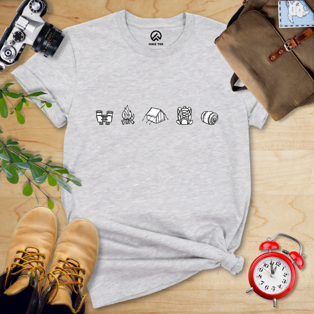 Minimalistic Drawing Camping Shirt