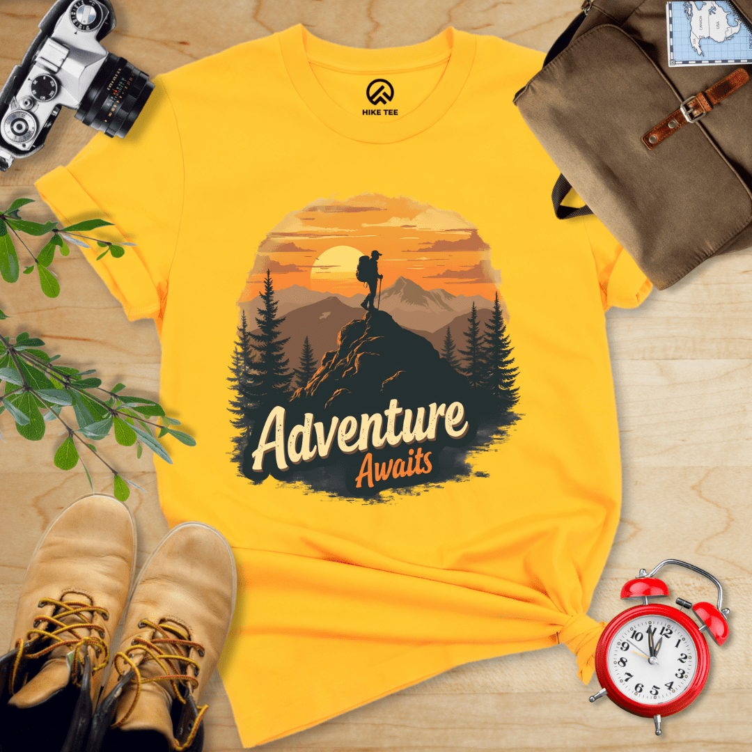 Printify T-Shirt Gold / S Adventure Awaits Shirt