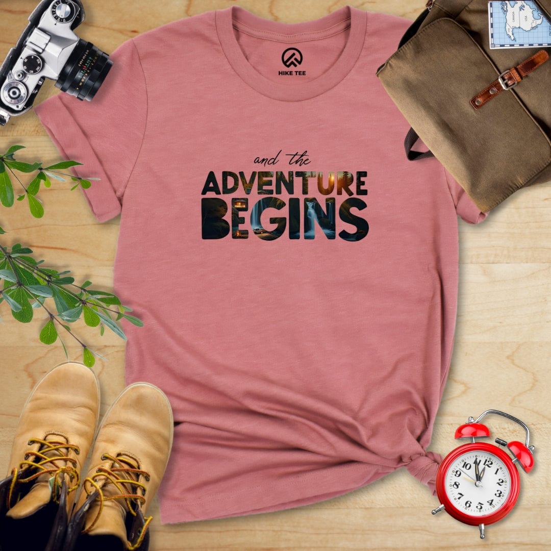 Hike Tee T-Shirt Heather Mauve / S And The Adventure Begins Shirt