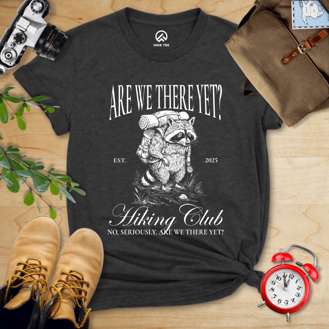Hike Tee T-Shirt Dark Grey Heather / S Are We There Yet Hiking Club Shirt