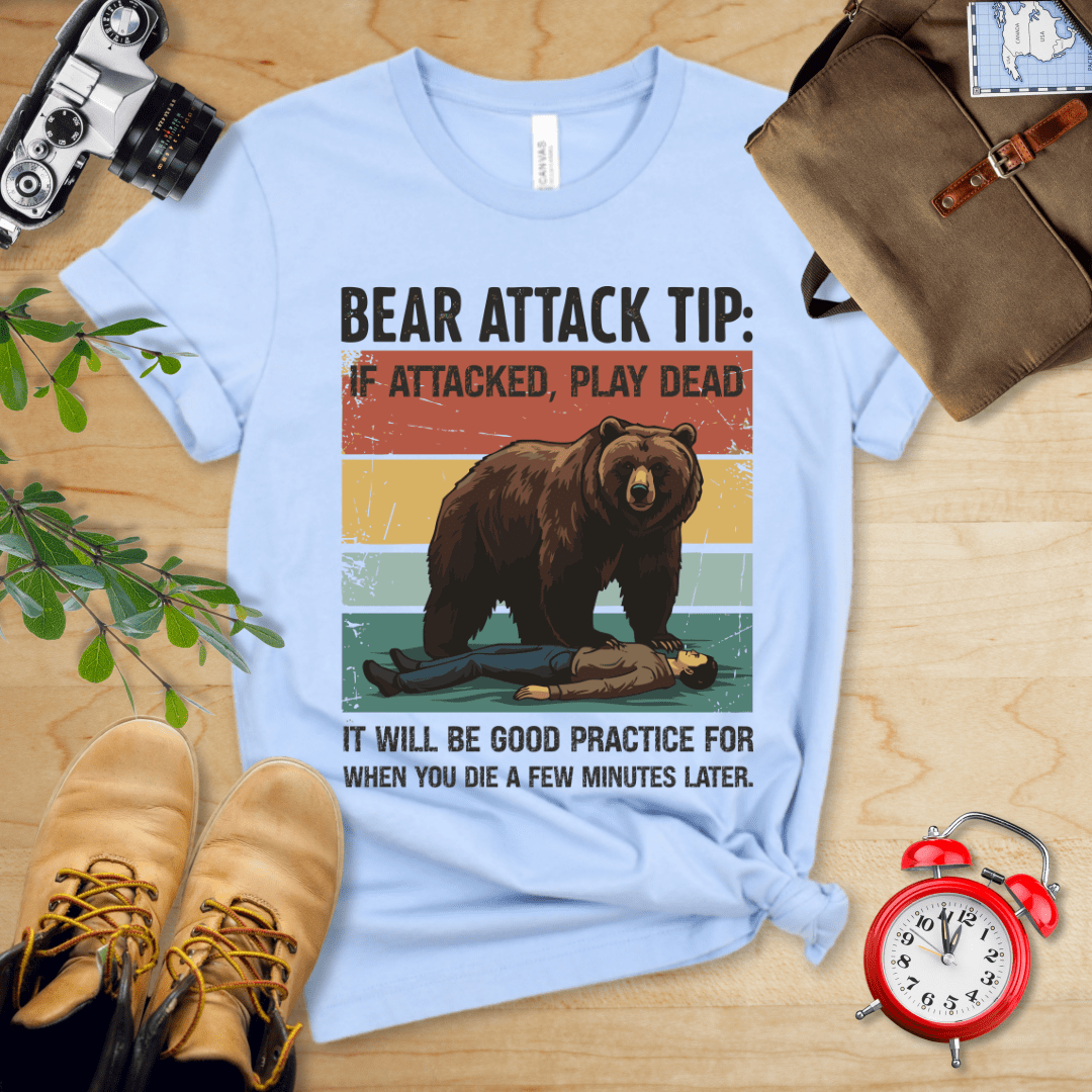 Hike Tee T-Shirt Baby Blue / S Bear Attack Tip Retro Shirt