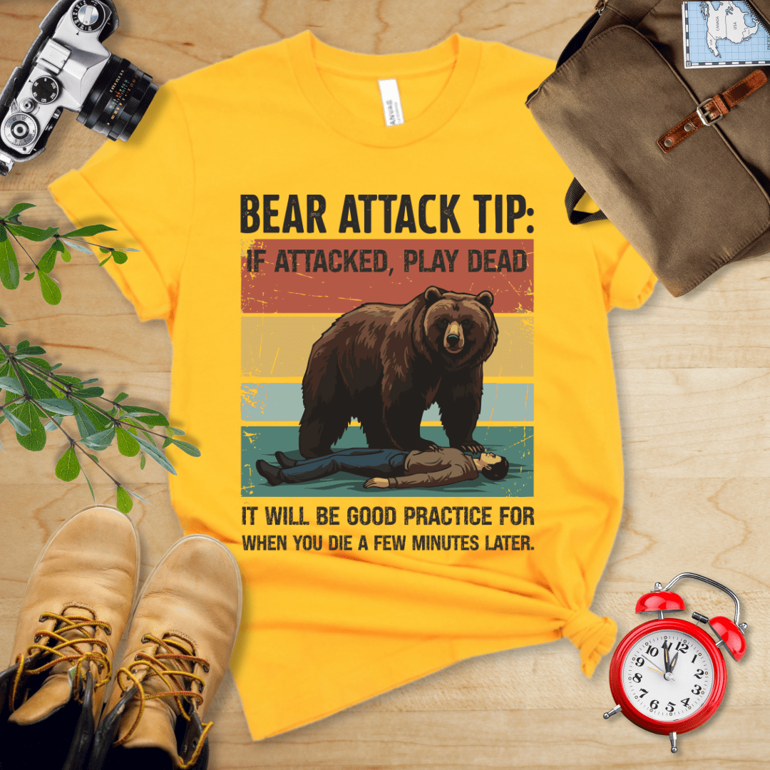 Hike Tee T-Shirt Gold / S Bear Attack Tip Retro Shirt