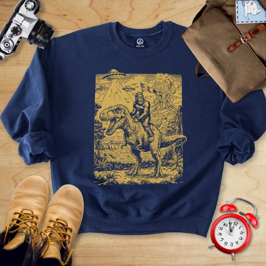Hike Tee Sweatshirt Navy / S Bigfoot Dinosaur Sweatshirt