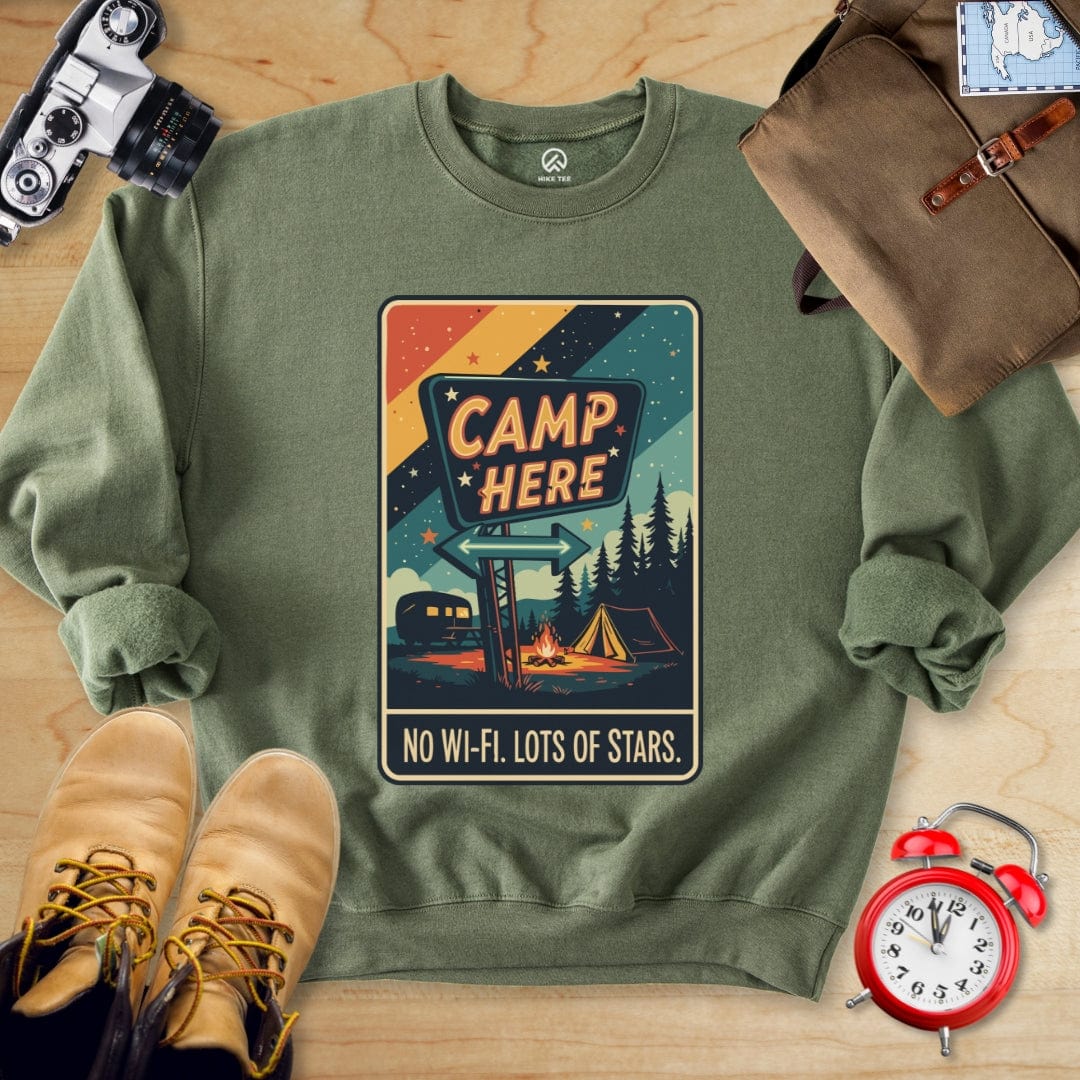 Hike Tee Sweatshirt Military Green / S Camp Here Sweatshirt