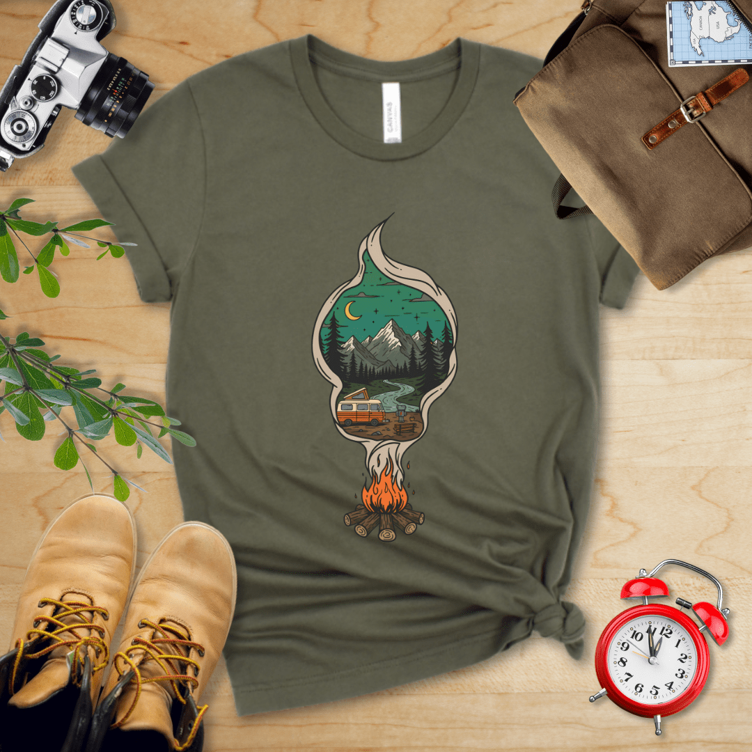 Hike Tee T-Shirt Military Green / S Campfire Smoke Shirt