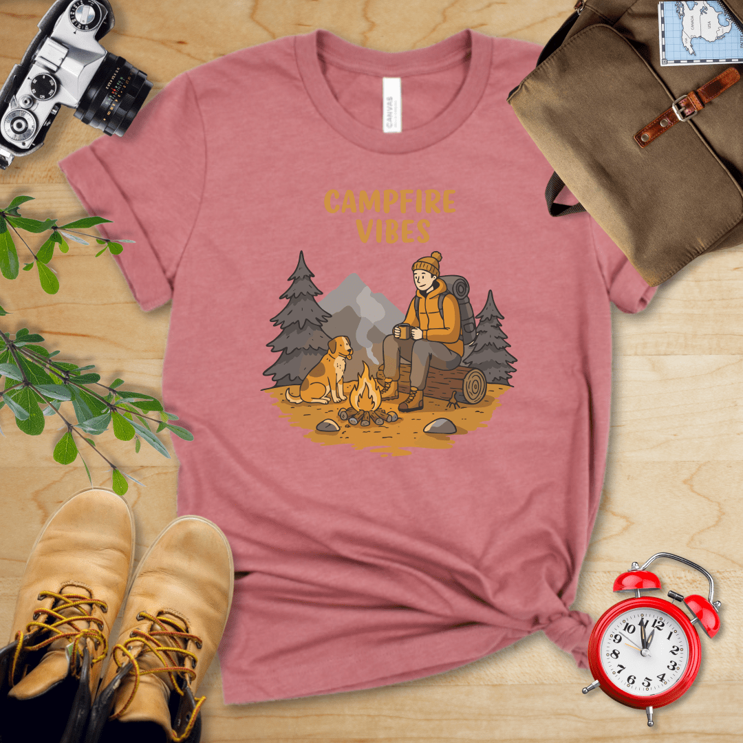 Hike Tee T-Shirt Heather Mauve / S Campfire Vibes Shirt