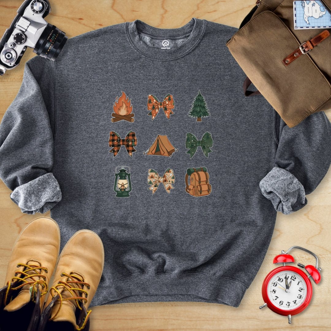 Hike Tee Sweatshirt Dark Heather / S Camping Bows Sweatshirt