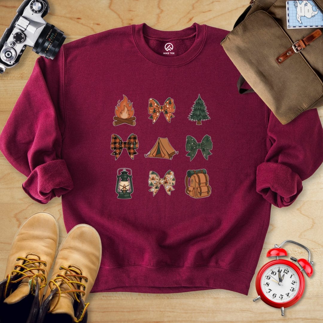 Hike Tee Sweatshirt Maroon / S Camping Bows Sweatshirt