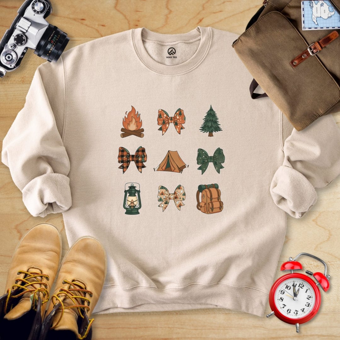 Hike Tee Sweatshirt Sand / S Camping Bows Sweatshirt