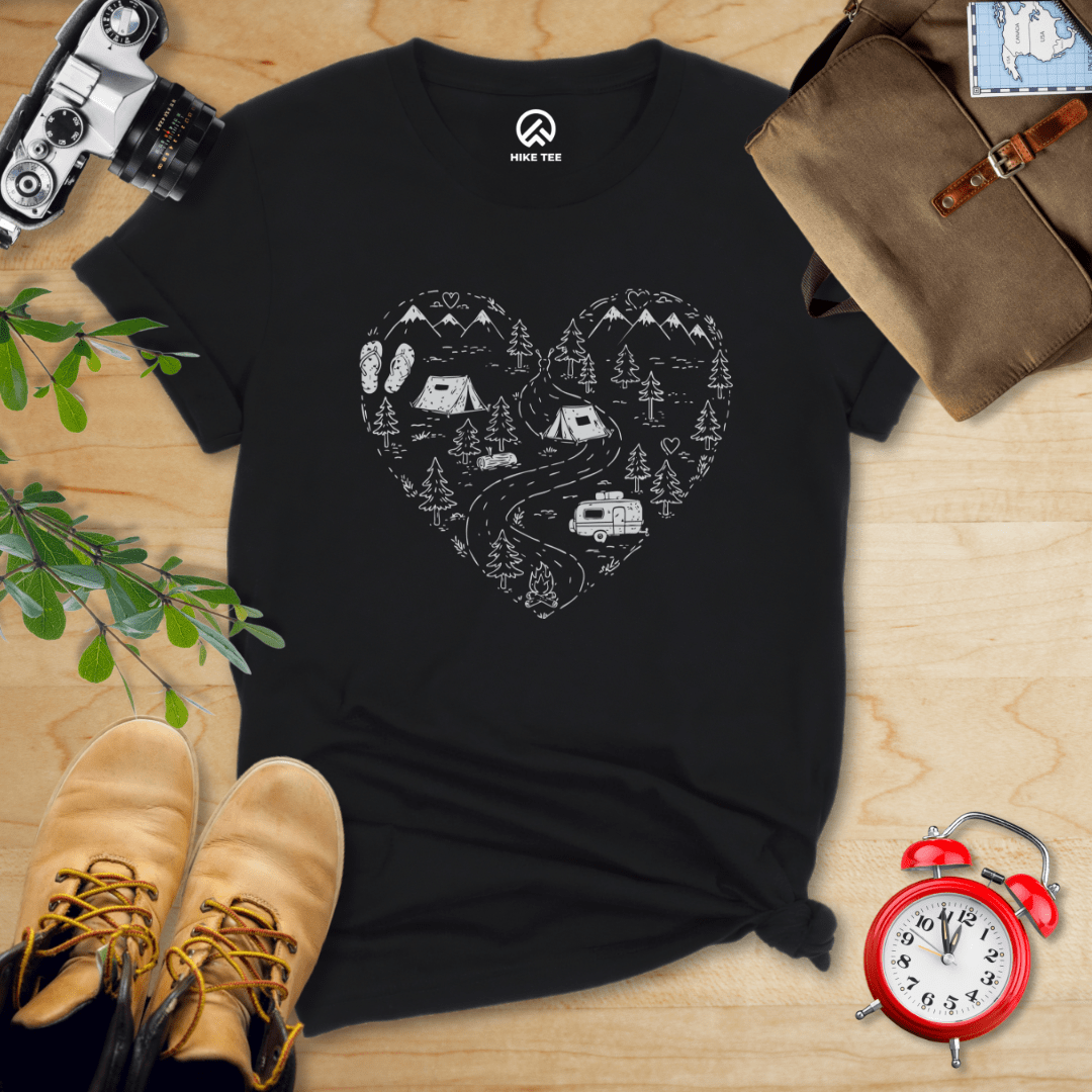 Hike Tee T-Shirt Black / S Camping Lover Shirt