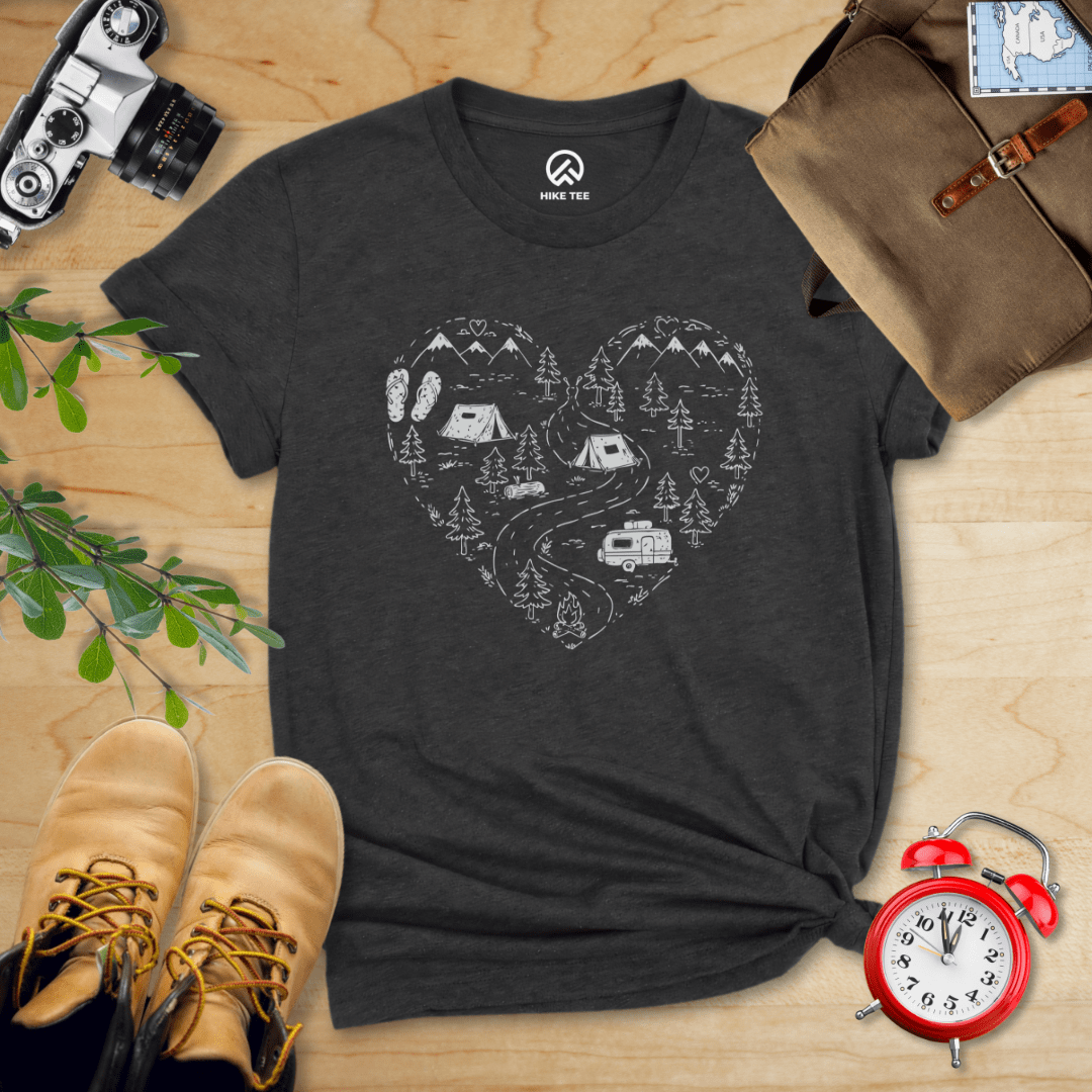 Hike Tee T-Shirt Dark Grey Heather / S Camping Lover Shirt