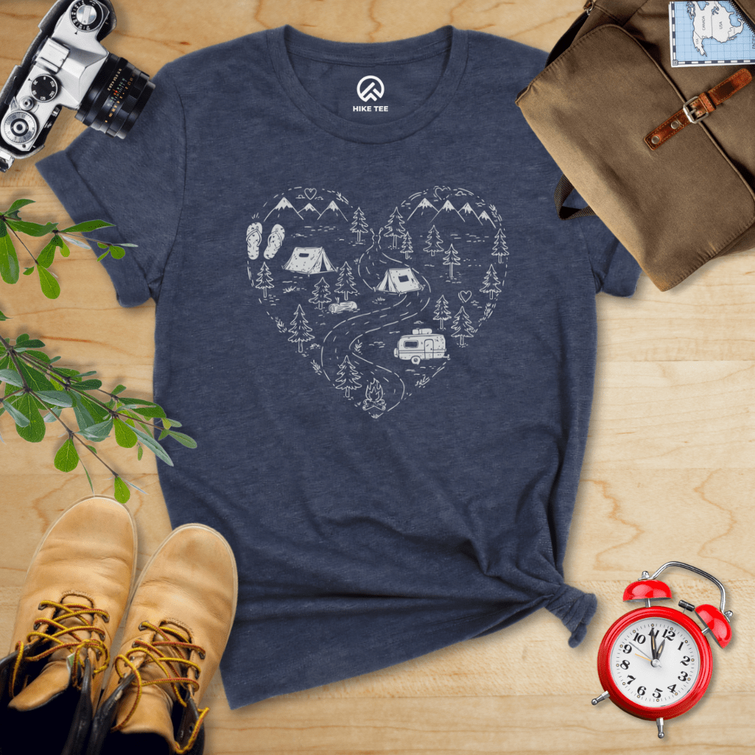 Hike Tee T-Shirt Heather Navy / S Camping Lover Shirt