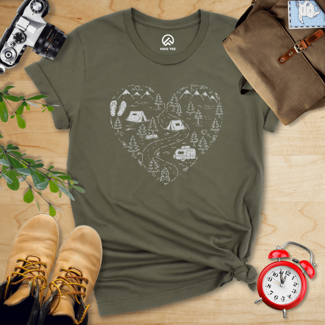 Hike Tee T-Shirt Military Green / S Camping Lover Shirt