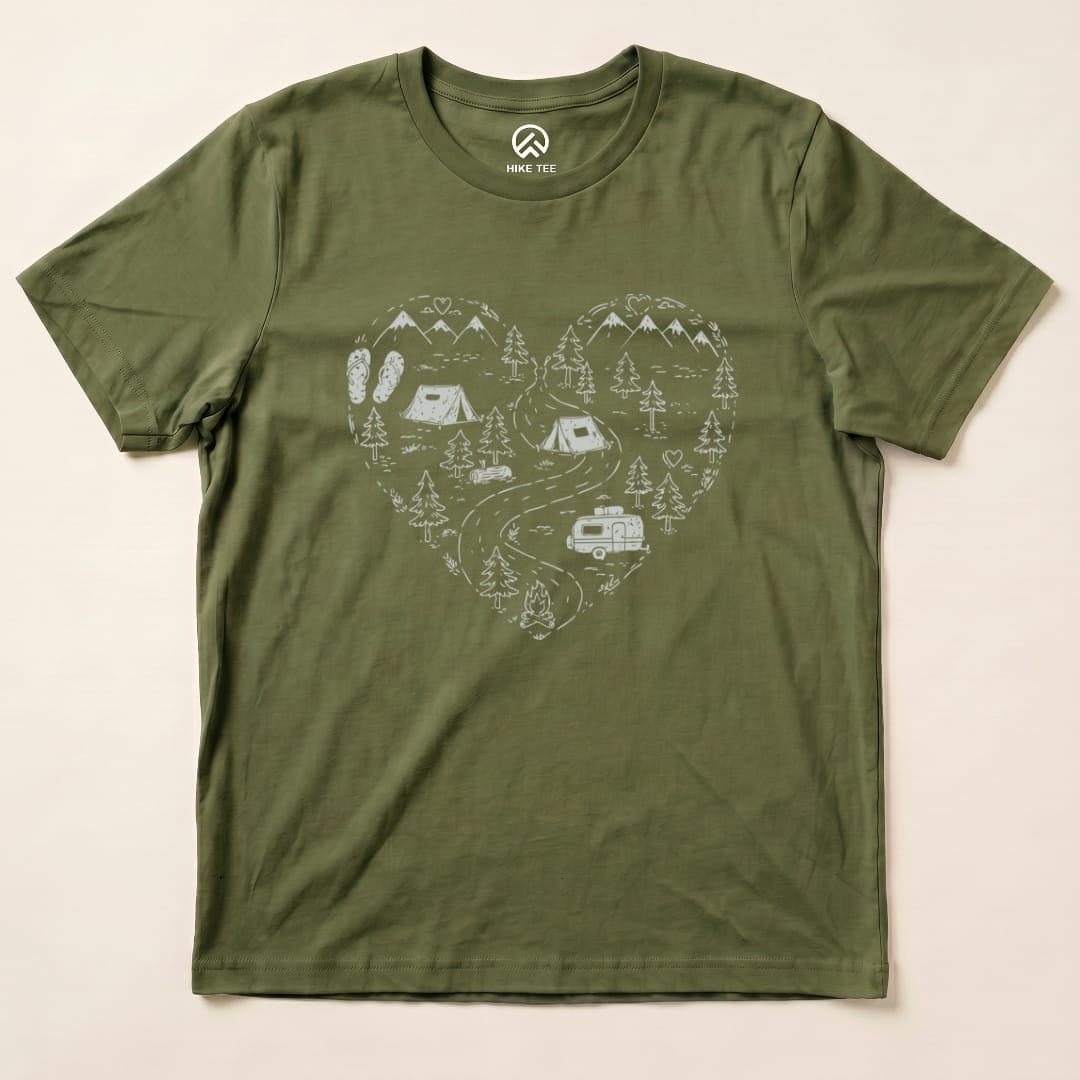 Hike Tee T-Shirt Military Green / S Camping Lover Shirt
