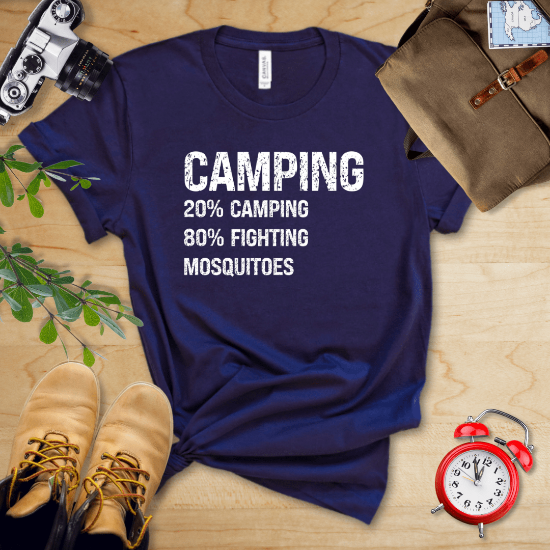 Hike Tee T-Shirt Navy / S Camping Mosquitoes Shirt