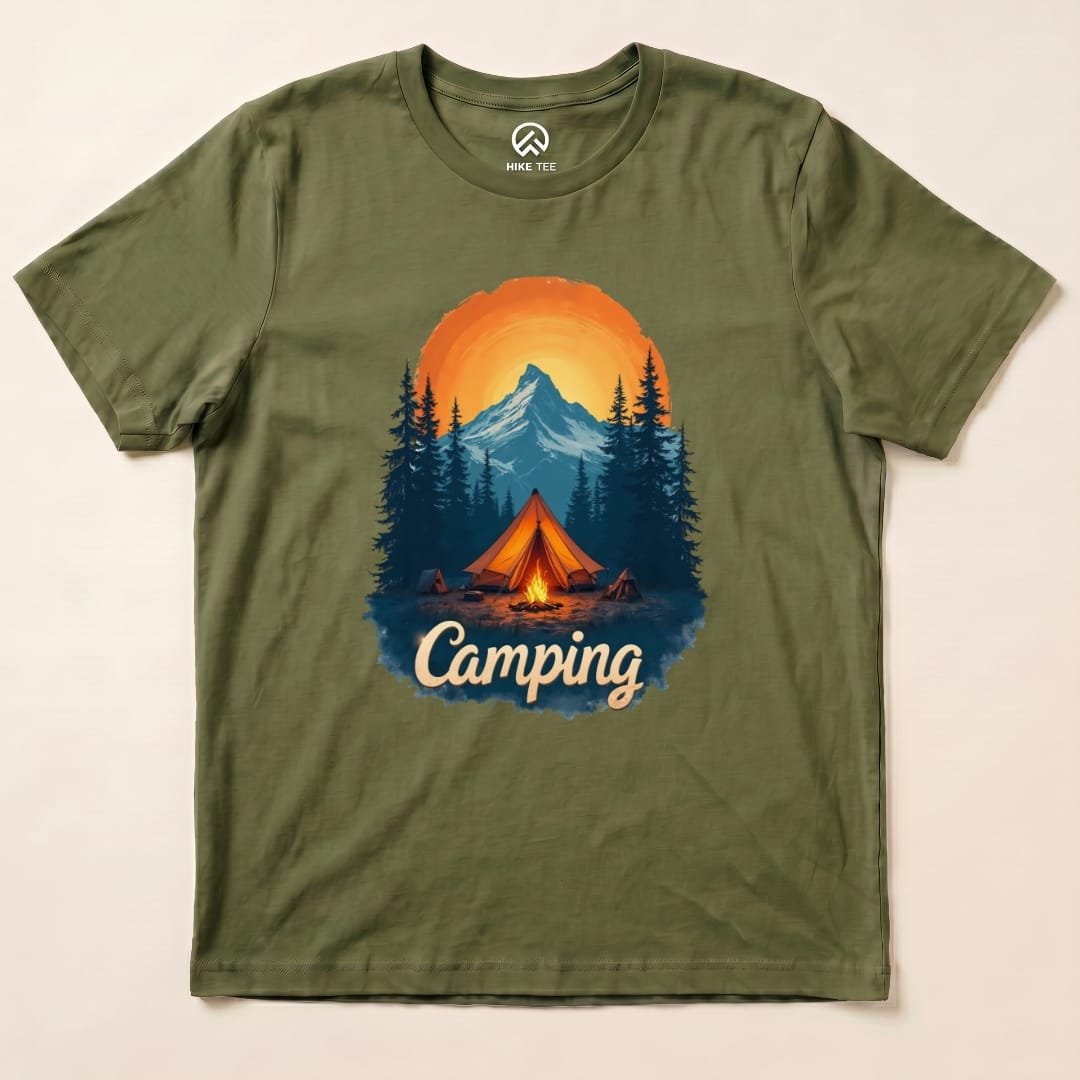 Camping Shirt Hike Tee T-Shirt Military Green / S