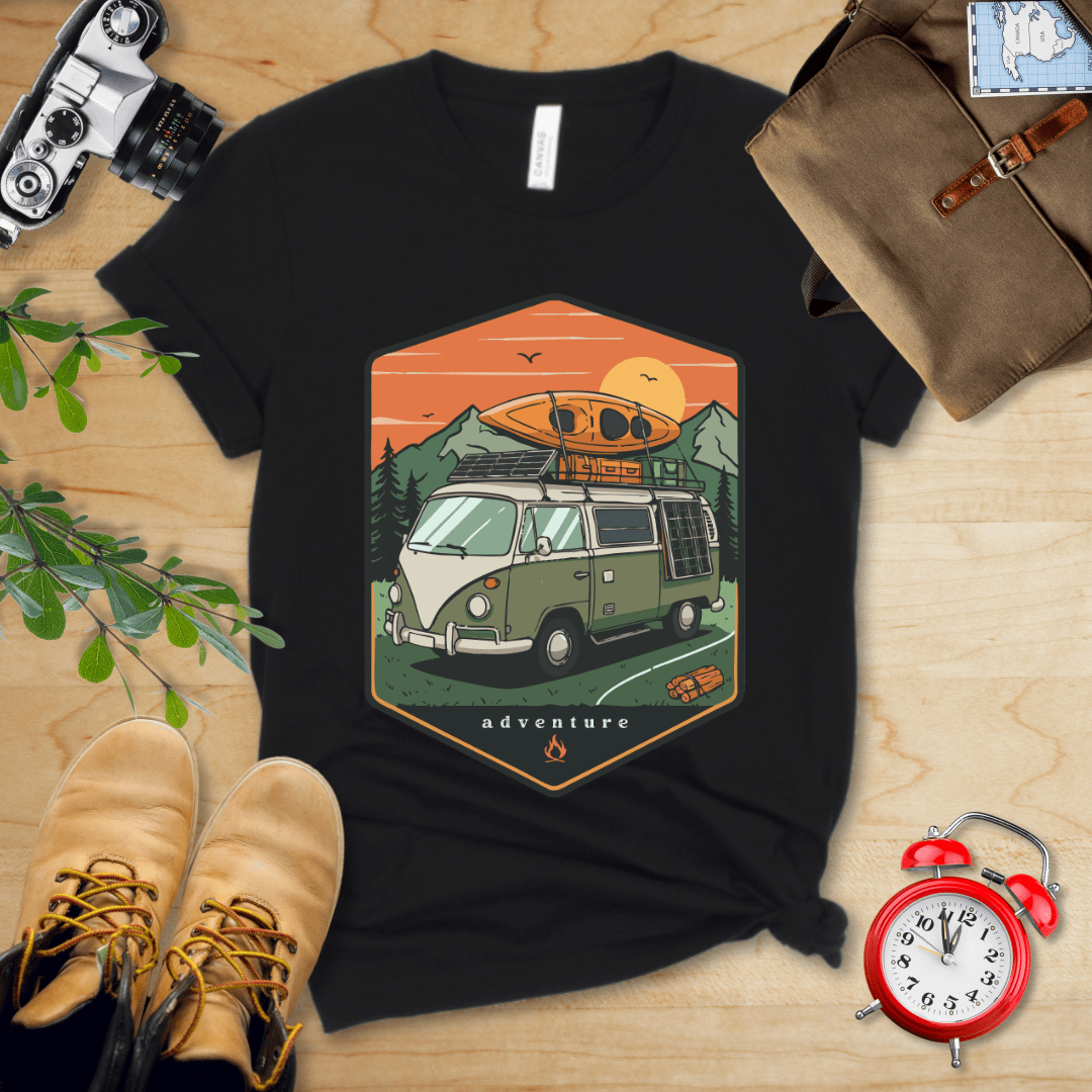 Hike Tee T-Shirt Black / S Camping Van Adventure Shirt