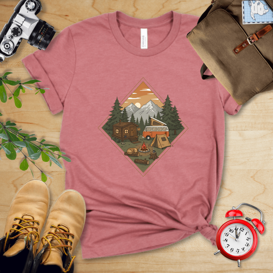 Hike Tee T-Shirt Heather Mauve / S Camping Vibes Shirt