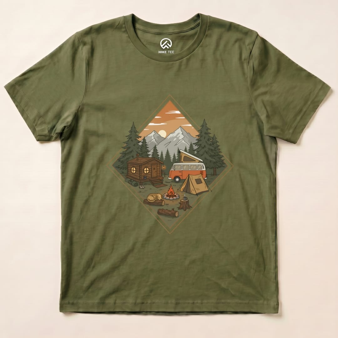 Camping Vibes Shirt, Military Green / XL