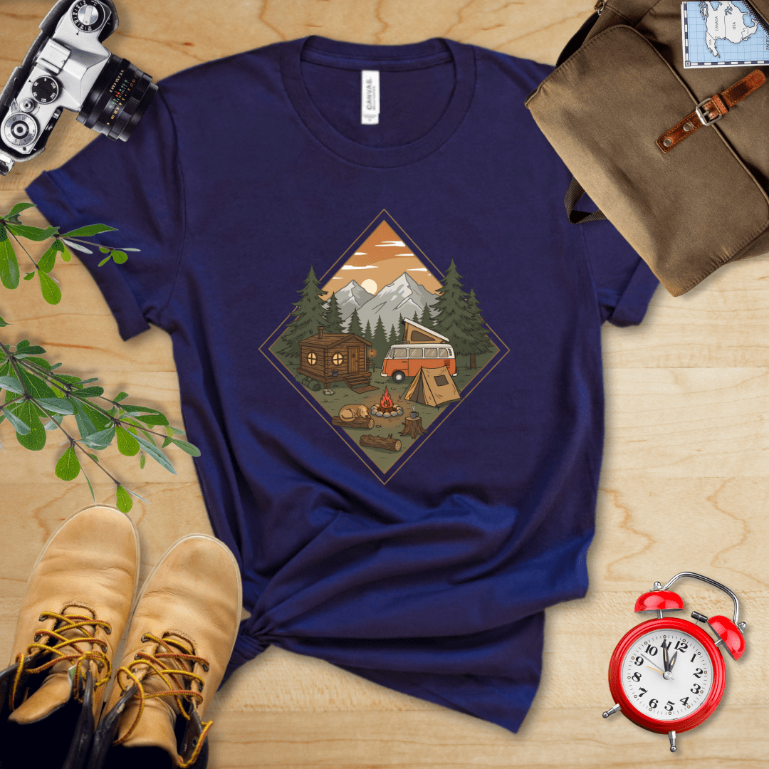 Hike Tee T-Shirt Navy / S Camping Vibes Shirt