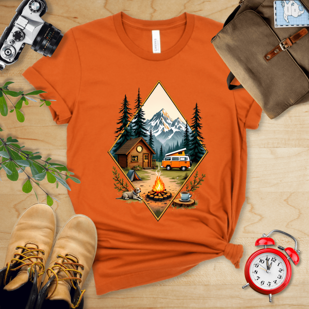 Hike Tee T-Shirt Autumn / S Camping with Campfire Shirt