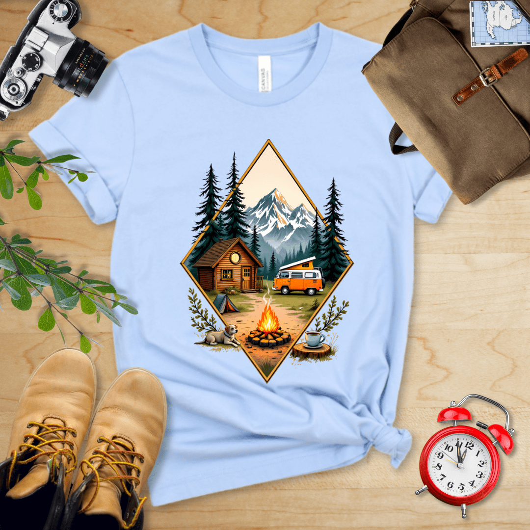 Hike Tee T-Shirt Baby Blue / S Camping with Campfire Shirt