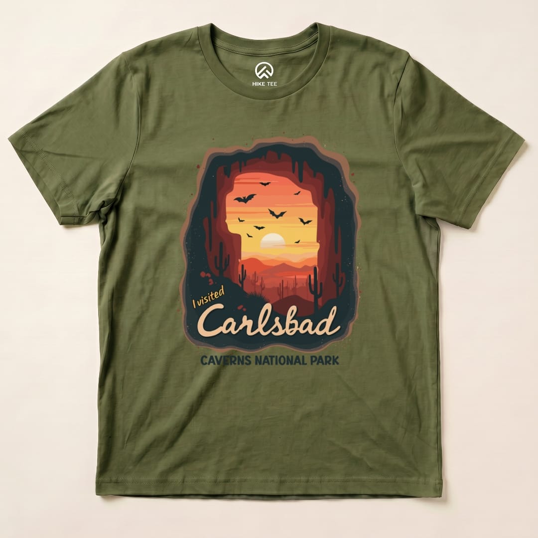 Hike Tee T-Shirt Military Green / S Carlsbad Caverns National Park Shirt