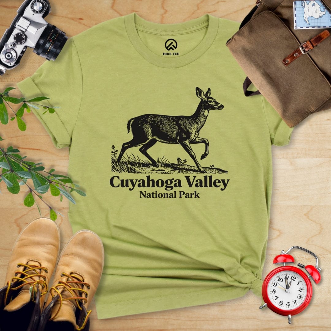 Hike Tee T-Shirt Heather Green / S Deer Cuyahoga Valley National Park Shirt