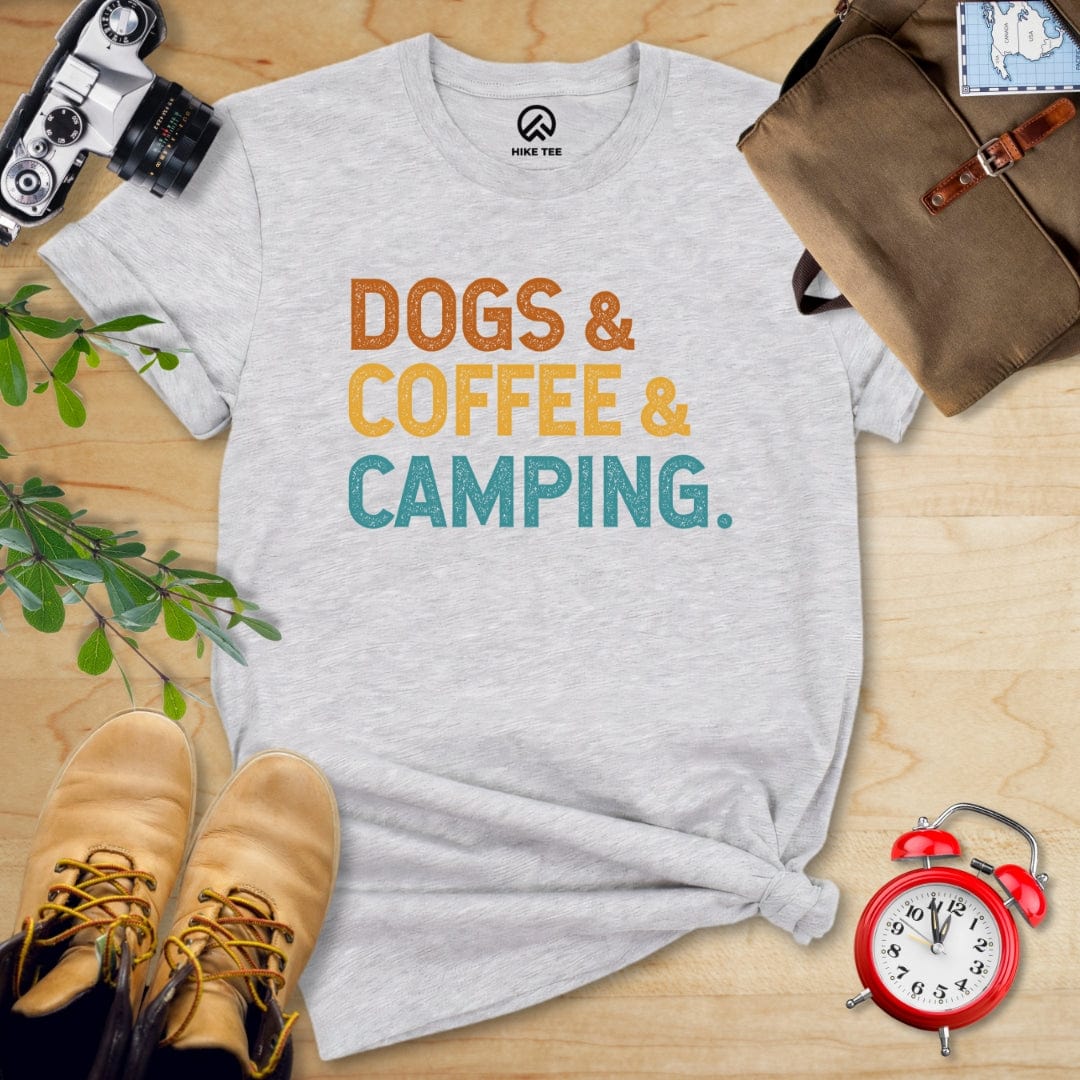 Hike Tee T-Shirt Athletic Heather / S Dogs & Coffee & Camping Shirt