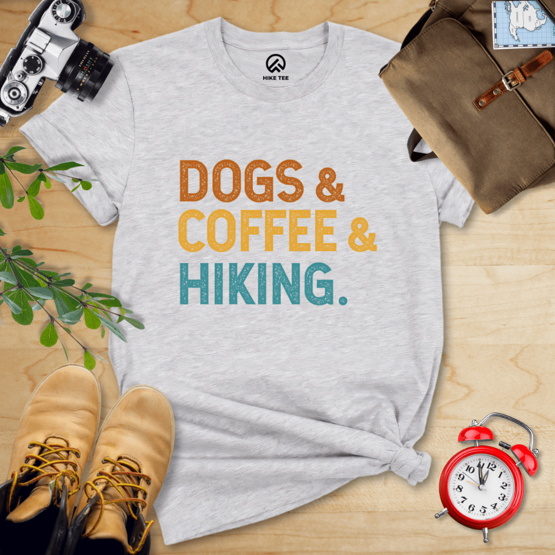 Hike Tee T-Shirt Athletic Heather / S Dogs & Coffee & Hiking Shirt