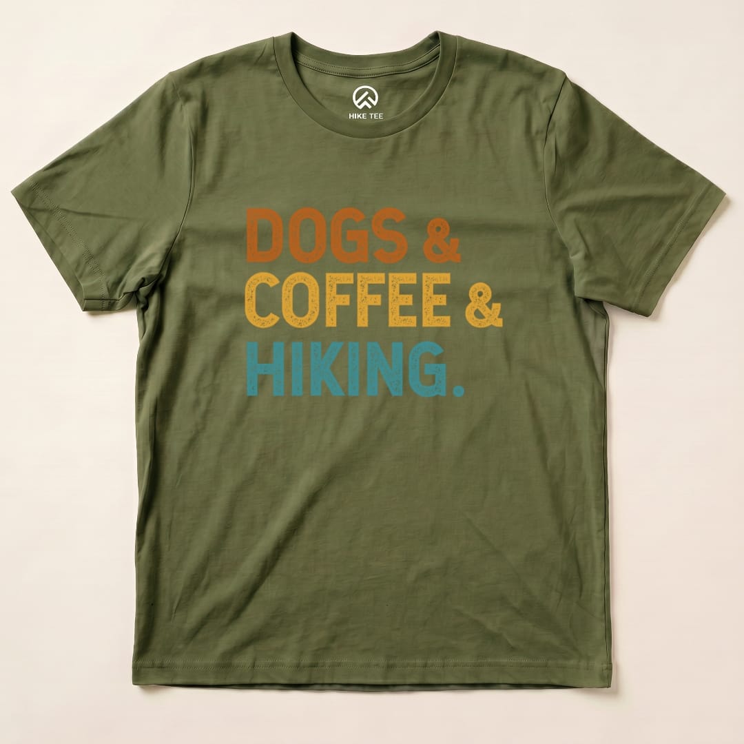 Hike Tee T-Shirt Military Green / S Dogs & Coffee & Hiking Shirt