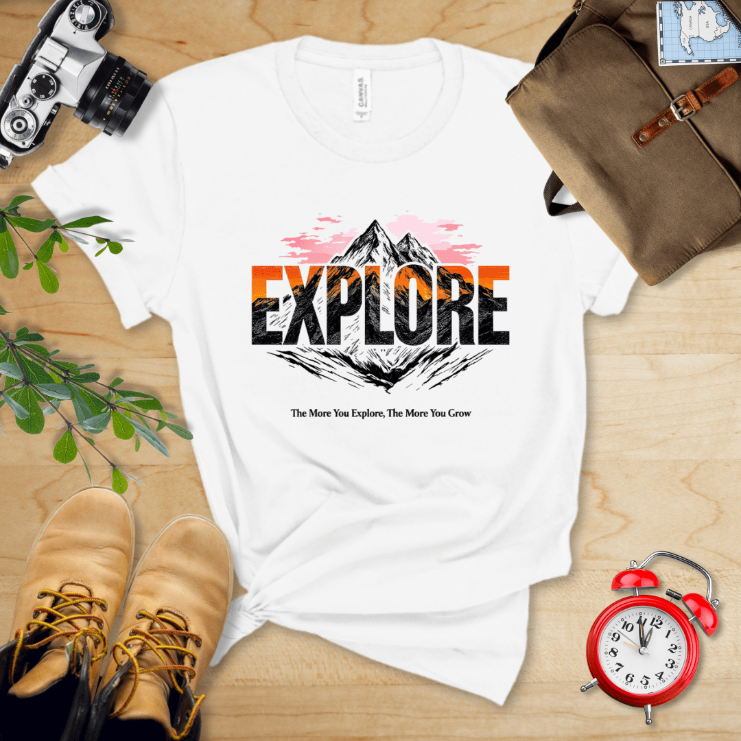 Hike Tee T-Shirt White / S Explore Mountains Shirt