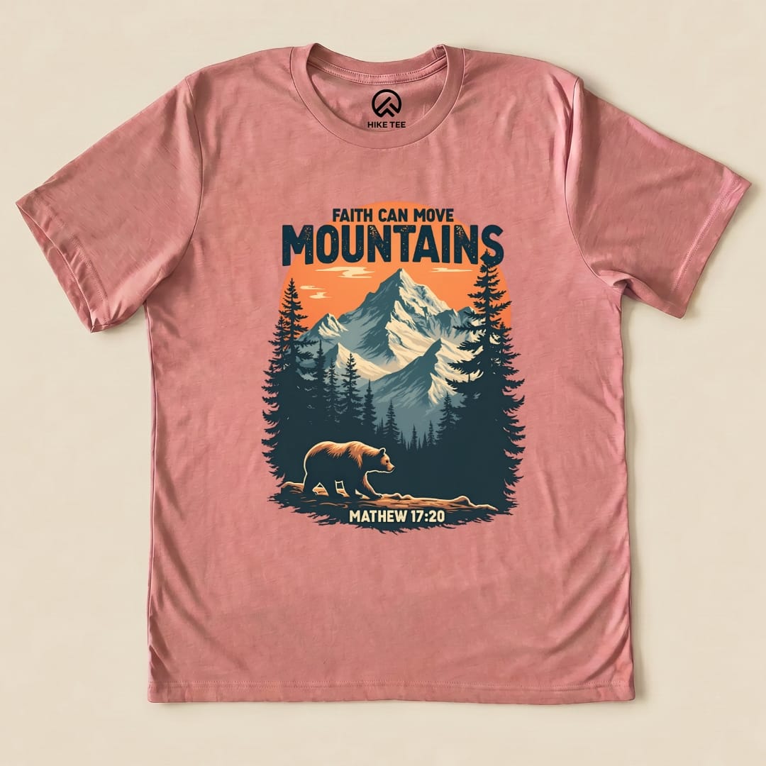 Faith Can Move Mountains Shirt Hike Tee T-Shirt Heather Mauve / S