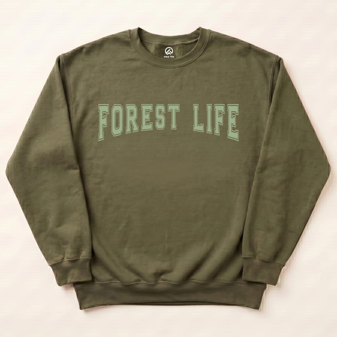 Forest Life Sweatshirt Hike Tee Sweatshirt Military Green / S
