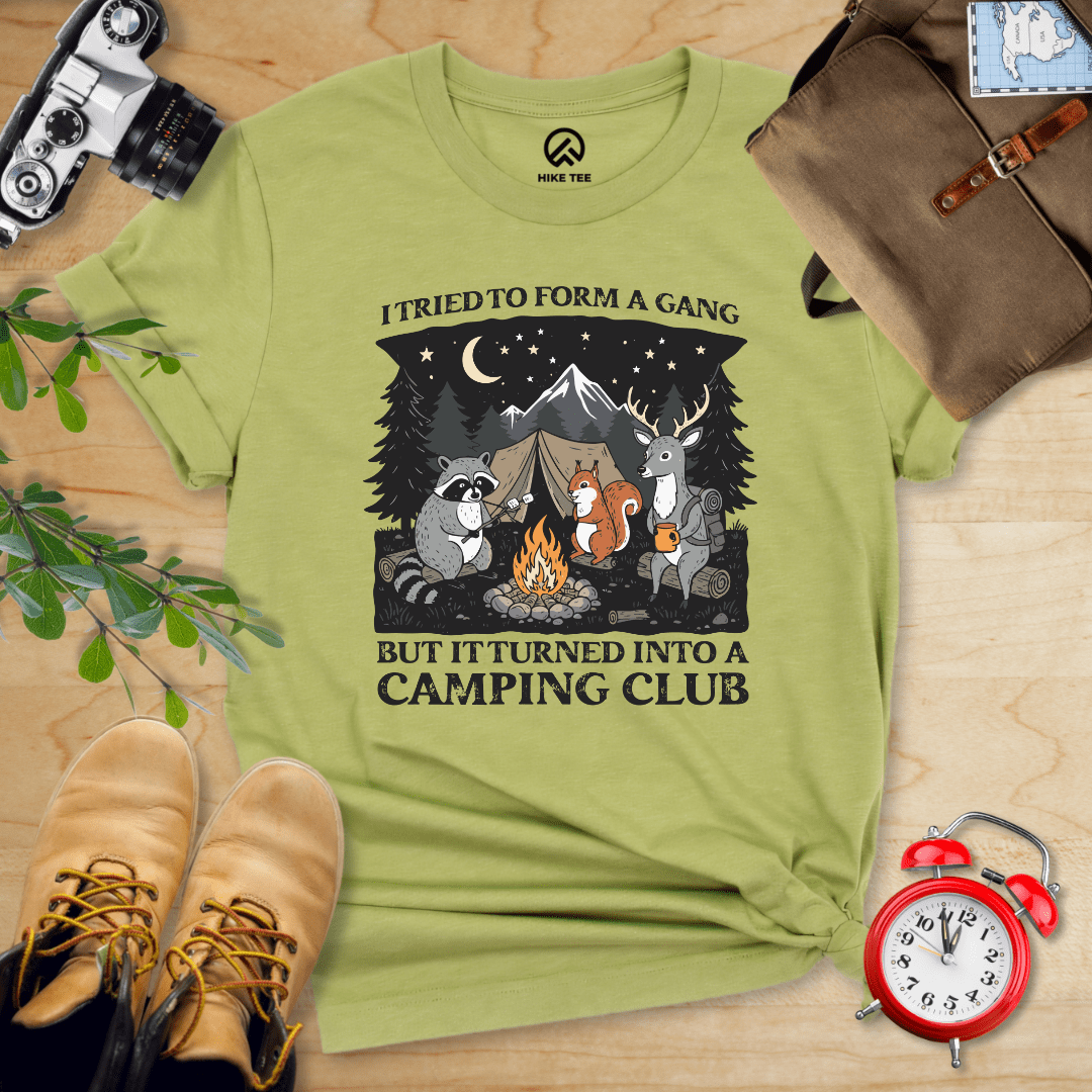 Hike Tee T-Shirt Heather Green / S Form a Gang Camping Club Shirt