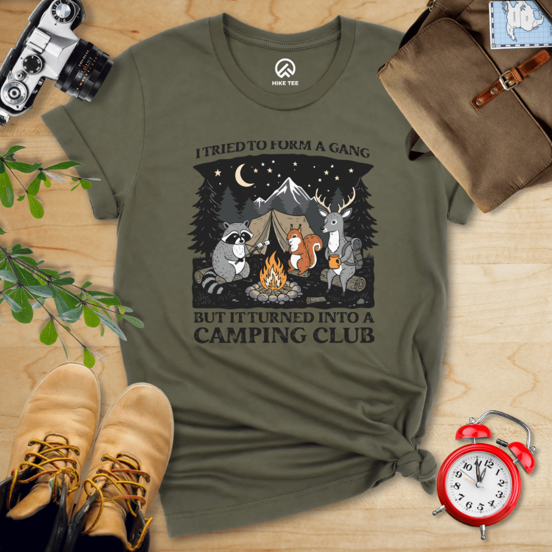 Hike Tee T-Shirt Military Green / S Form a Gang Camping Club Shirt