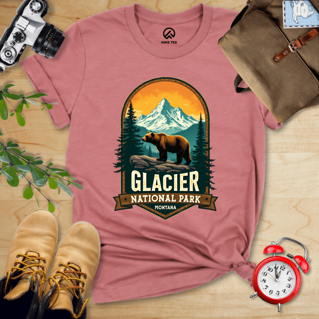 Hike Tee T-Shirt Heather Mauve / S Glacier Grizzly Bear Shirt