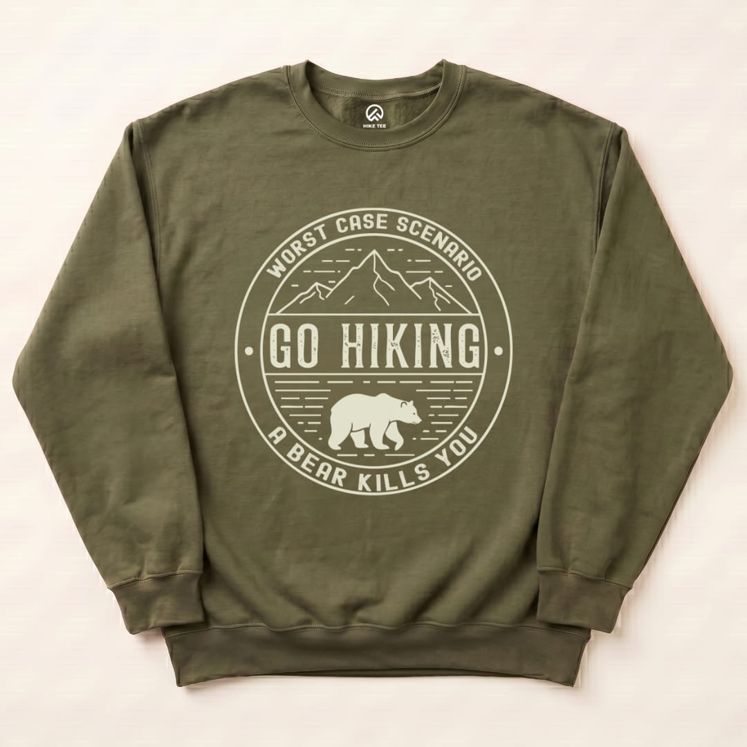 Go Hiking Sweatshirt Hike Tee Sweatshirt Military Green / S