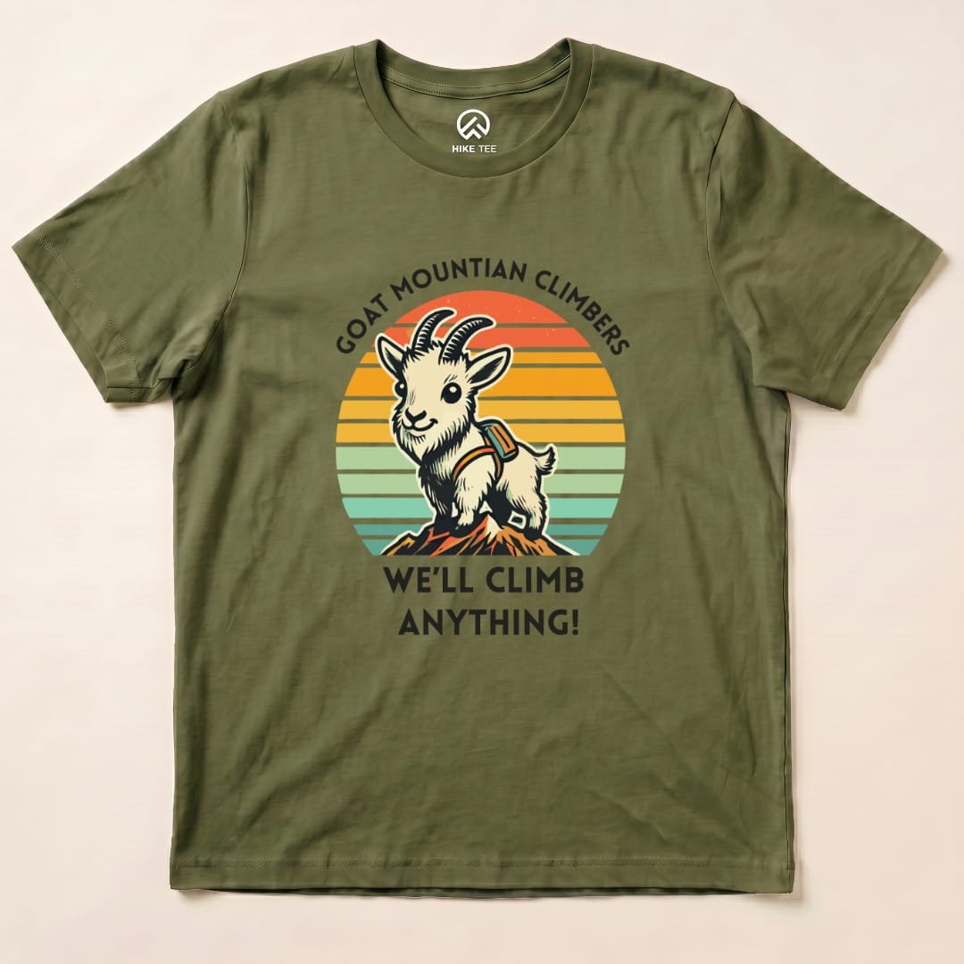 Goat Mountain Climbers Shirt Hike Tee T-Shirt Military Green / S