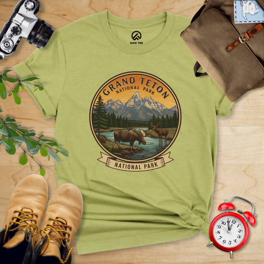 Hike Tee T-Shirt Heather Green / S Grand Teton Moose Shirt