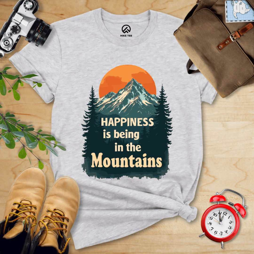 Hike Tee T-Shirt Athletic Heather / S Happiness is being in the Mountains Shirt