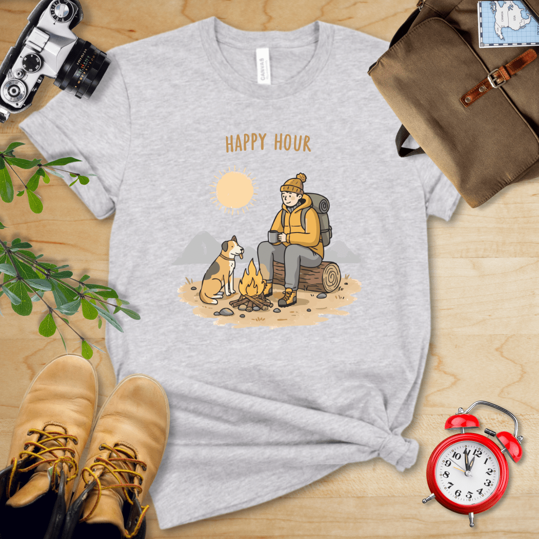 Printify T-Shirt Athletic Heather / S Happy Hour Shirt
