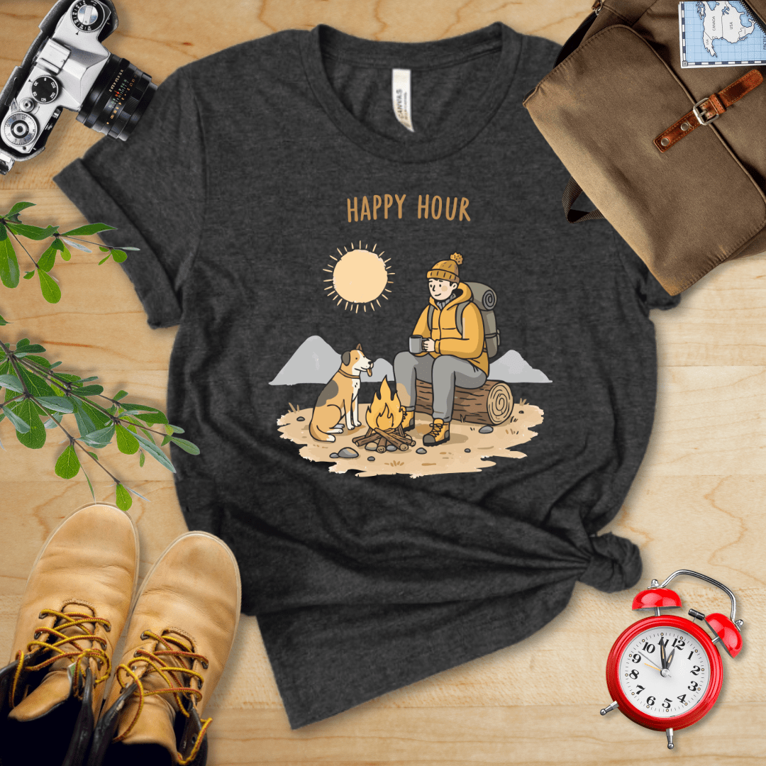Printify T-Shirt Dark Grey Heather / S Happy Hour Shirt