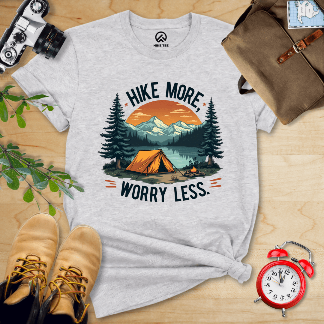 Hike Tee T-Shirt Athletic Heather / S Hike More, Worry Less Shirt