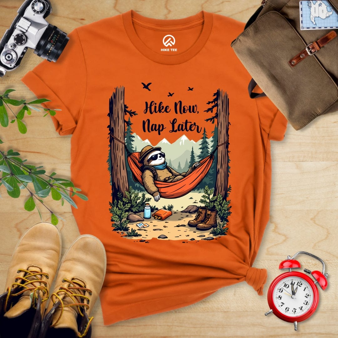 Hike Tee T-Shirt Autumn / S Hike Now, Nap Later Shirt